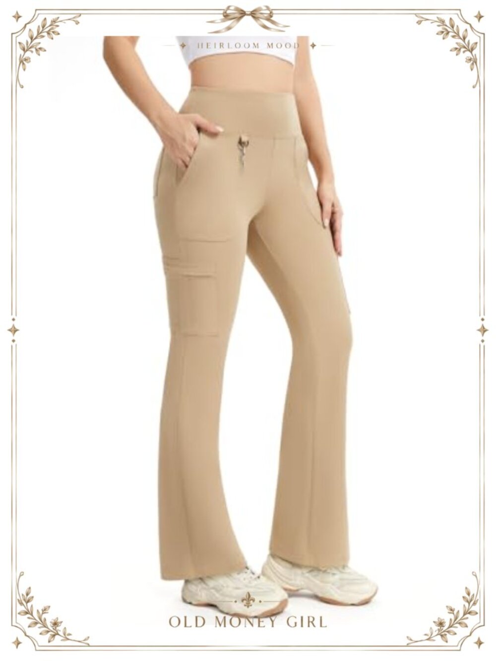 Women's Flare Leggings High Waisted Cargo Work Pants 7 Pockets Yoga
